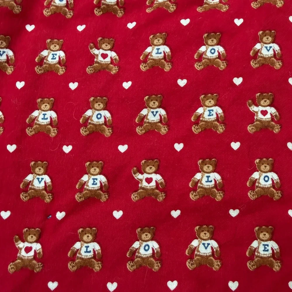 Vtg Handmade Baby Quilt Teddy Bear Hot Air Balloon Red Yellow Blue Patch Flaw